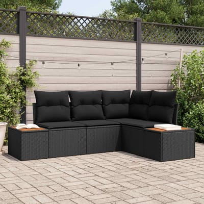 vidaXL - Tuinbank - Set - 4 - st - 4-Aantal - zitplaatsen - Zwart - Polyrattan