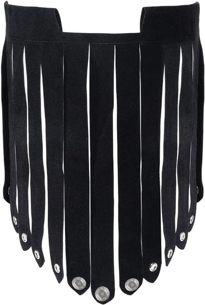 Retro Faux Leather Fringed Rok voor Medieval Punk Kostuums, Viking Kilt en Gladiator Outfit voor Feesten (Zwart)
