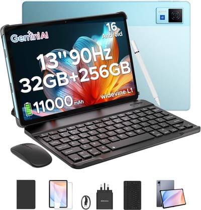 DOOGEE U13 VIP - Tablet - 32GB RAN + 256GB ROM /2TB - Gemini AI - 13 inch 90Hz FHD - 11000mAh/18W - 4 luidsprekers - 13MP + 5MP - 2.4G/5G WiFi - Widevine L1 - Bluetooth 5.0 - OTG - GPS - Face ID - met toetsenbord/gamepad/muis - Blauw