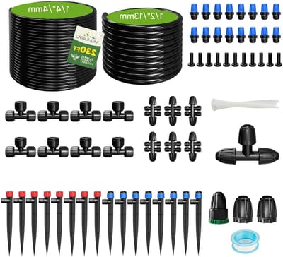 Tuinirrigatieset - Automatisch bewateren - Planten verzorgen - Waterbesparend systeem - 96 meter slang - Groen