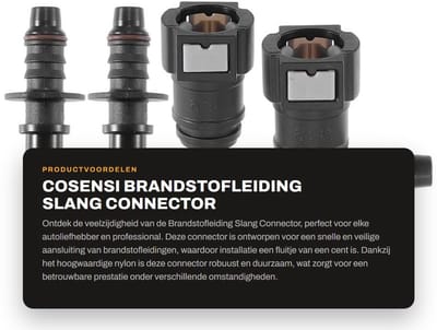 Dailygoods- Slang Connector 9,89mm naar 10,5mm - Brandstofleiding - Hoogwaardig Nylon - Duurzaam - Snelwisselaansluiting - Inclusief O-ring - Brandstofconnector