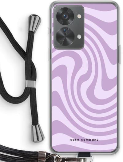 Case Company® - Hoesje met koord geschikt voor OnePlus Nord 2T hoesje met Koord - Swirl Paars - Telefoonhoesje met Zwart Koord - Bescherming aan alle Kanten en Over de Schermrand