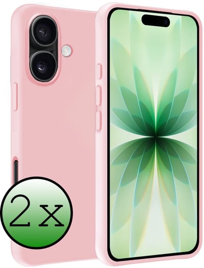 Hoesje 2 Stuks - Geschikt voor Apple iPhone 17 - Sterk & Shockproof - Case Siliconen - Back Cover - Telefoon Hoes - Lichtroze
