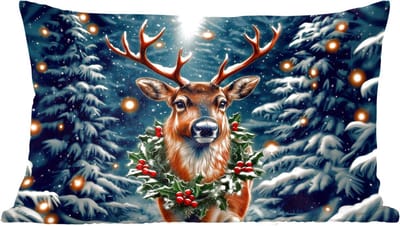 Sierkussens - Kussentjes Woonkamer - 60x40 cm - Kerst - Magie - Bos - Kleurrijk
