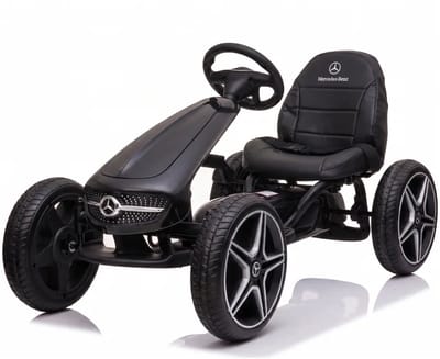 Mercedes Skelter 3 tot 7 jaar – Officieel Gelicentieerde Go Kart met Lederen Zitje & Claxon – Kindervoertuig met Verstelbaar Zadel, EVA-Wielen & Handrem – Zwart