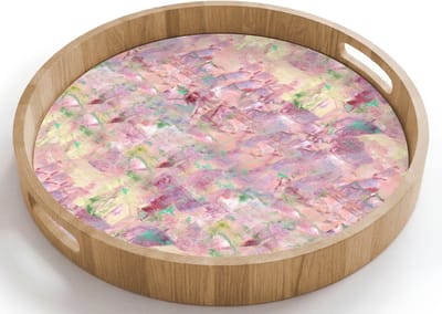 Dienblad rond 40x40 cm - Schootdienblad hout - Multi - Zacht - Verf - Borrelplank rechthoek - Plateau houten dienbladen