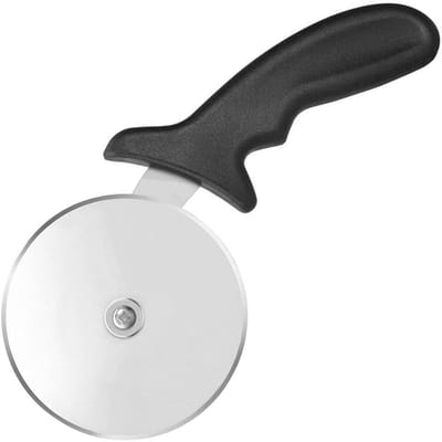 EXCITAT Pizzasnijder - Pizzawiel - Pizzaroller - Met roestvrijstalen mes en ABS-handgreep - Verstelbare messpanning - Zwart - 10 cm
