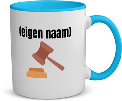 Akyol - rechter met hamer koffiemok - theemok - blauw - Advocaat - iemand die rechter is - met eigen naam - leuk cadeau voor iemand die rechter is - cadeau - kado - 350 ML inhoud