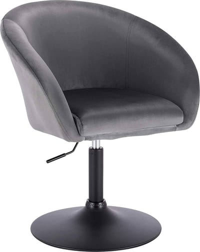 Barkruk - Industrial - Donkergrijs - Velvet - Verstelbaar - Met rugleuning - Set van 1