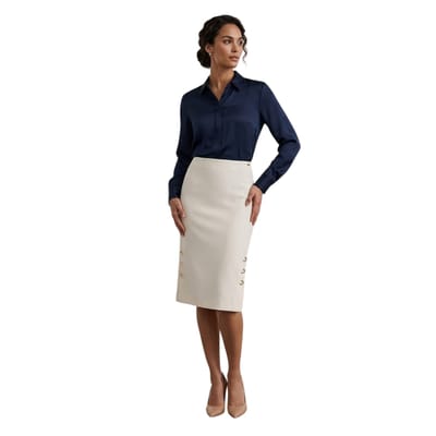 Boss Vevoka midi-rok met studs voor dames (Wit)