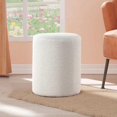 Moderne ronde poef met gewatteerde zitting - Multifunctioneel voor make-up en als voetensteun - Voor woonkamer en slaapkamer