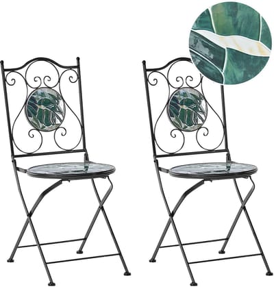 COZZANA - Tuinstoel set van 2 - Zwart - Metaal