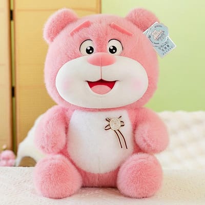 Médaille Poupée Ours Joyeux Peluche Poupée Marque Tête d'Ours Poupée Poupée Oreiller Fille Sommeil Cadeau d'Anniversaire pour Enfants 30cm