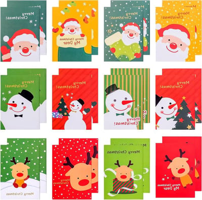 Mini Notepad Set van 24 Stuks voor Kerst, Draagbare Notitieblokken, Schattige Cartoon Ontwerpen voor Kinderen, Natuurlijke Papieren Notitieblokken voor Werk en Kantoor