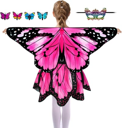 Vleermuisvleugels voor Kinderen, Kostuum voor Meisjes, 3-delige Set met Cape, Rok en Masker voor Carnaval en Feestjes