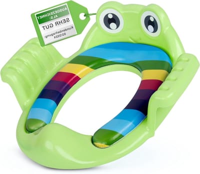Toiletbril voor kinderen - kindvriendelijk kikkerdesign - eenvoudig te installeren - spatbescherming - groen met mooie kleuraccenten