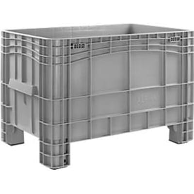 Grote stapel- en transportcontainer 285 L, H 1040 x B 640 x H 670 mm, voedselveilig, van -40°C tot +60°C, 4 voeten