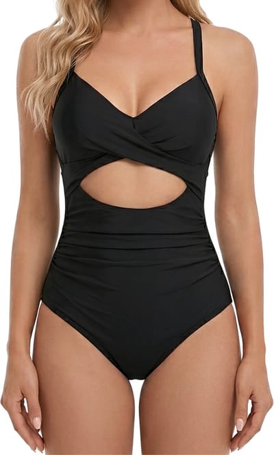 Corrigerend Badpak met Cut-Out en Open Rug - Maat S - Shapetape - Zwart - Push-up Badpak - Shapewear Badpak - Corrigerend Badpak Dames - Verstelbare Bandjes