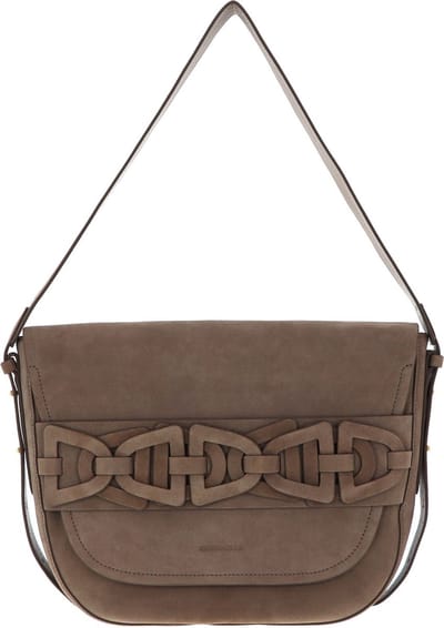 COCCINELLE Leren Schoudertas Gitane Suede Crossbody Bag New Taupe Bruine