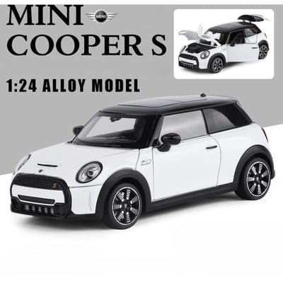Simulatie 1/24 Bmw Mini Cooper Salloy Auto Model Diecast Speelgoed Voertuig Collectie Miniature Auto Ornament Cadeau Huisdecoratie white