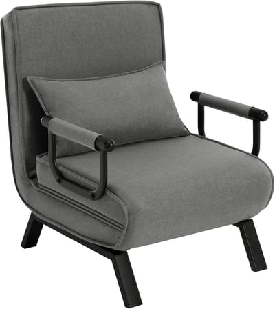 Slaapstoel - Uitklapbaar - Slaapbank - Logeerbed - Zetelbed - Slaapfauteuil - Vouwbed - 1 persoons - Zeer comfortabel - Donkergrijs