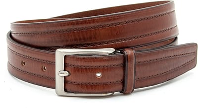 Nette pantalon riem rood bruin - Heren riem - 3.5 cm breed - Leer - Pantalon riem - Verstelbaar - Maat 90