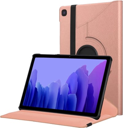 Book Cover Geschikt voor: Samsung Galaxy Tab A8 (2022 & 2021) - SM-X200 / X205 / X207 - 10.5 inch Draaibaar Hoesje - Multi stand Case - Rosegoud