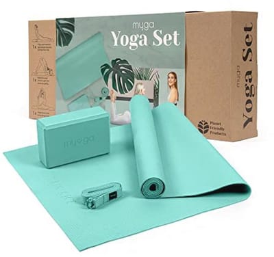 Yoga Starterset voor Beginners - Complete Set met Yogamat, Yogablok en Yogariem - Ideaal voor Pilates, Yoga en Stretching