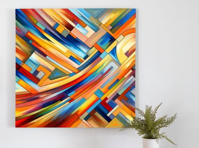 Acryl picasso schilderij | Prisma van creativiteit: een levendige ode aan Picassiaanse inspiratie | Kunst - 100x100 centimeter op Dibond | Foto op Dibond
