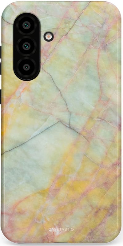 Casetastic hoesje geschikt voor Samsung Galaxy A36 / Samsung Galaxy A56 - Dubbellaagse bescherming - Zomer Marmer - Fashion Case - Mintgroen Geel