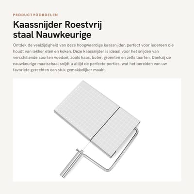 Dailygoods- Kaassnijder roestvrij staal - Kaassnijder met draad - Kaassnijder met mes - Antislip voetjes - Geschikt voor zacht voedsel - 480g gewicht - Kaasmes