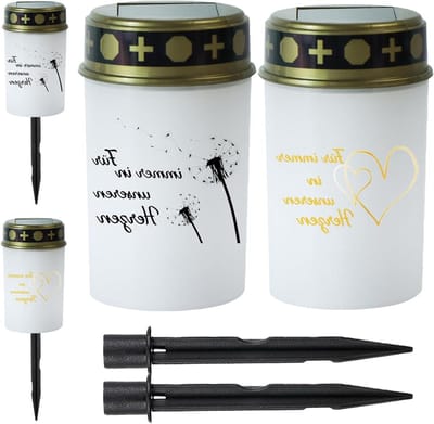 Graflichten Set - Decoratieve lampjes - Buitenverlichting - Op zonne-energie - Set van 2 - Wit