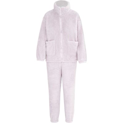 Miso Dames Sherpa Fleece Loungewear Set (Paars)