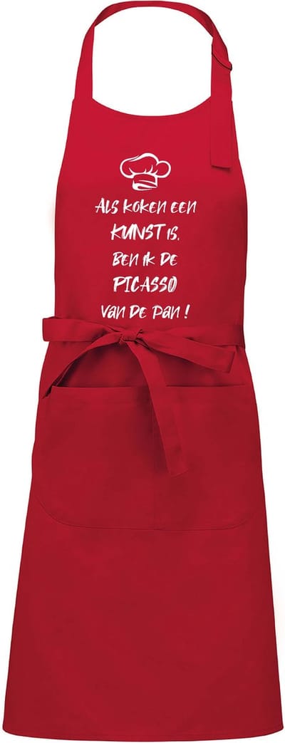 mijncadeautje - Luxe - Keuken - Kook - Barbecueschort - BBQ - verjaardag en feest - kado - cadeautje - Als koken een kumst is, ben ik Picasso... - rood