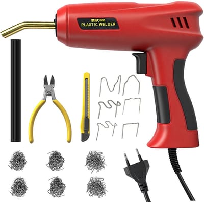 Heetnotenmachine Kunststof Lasmachine Reparatie Lasser Kit, Auto Bumper Reparatie Kit met 800 Stuks Platte/Golf/Buiten- Binnenhoek Heetnoten voor Reparatie van Gebarsten en Gebroken Kunststof