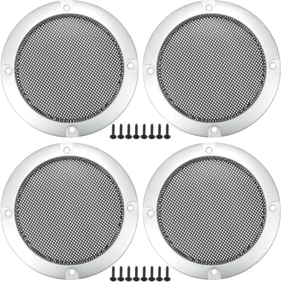 3" Auto Luidspreker Grill Cover Mesh met Schroeven - Zilver en Zwart - 4 Stuks voor Verbeterde Geluidskwaliteit en Bescherming