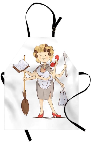 ABAKUHAUS Moederdag kookschort, Mijn Super-Mama Huisvrouw, Heldere kleuren, Verstelbare hoogte, Wasbaar, Vlekkenprint, Veelkleurig