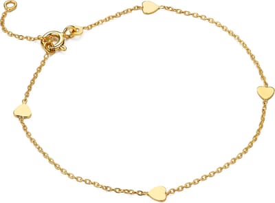 Miore Pure Armband Dames - 9 Karaat - Hartjes - Handgemaakte Schakelarmband - Kleur Geelgoud - 18 cm