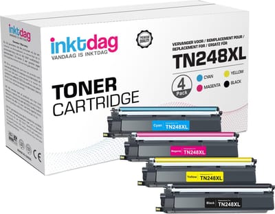 Inktdag toner cartridge Geschikt Voor Brother TN-248 | Multipack van 4 stuks Geschikt voor Brother L3515CDW - L3520CDW - L3527CDW - L3555CDW - L3560CDW - L3215CW - L3220CW - L3240CDW - L8230CDW - L8240CDW - L3740CDW - L3760CDW - L8340CDW