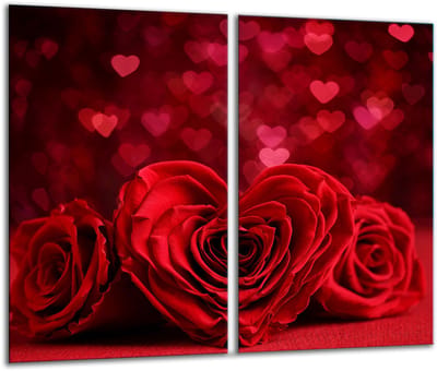 TMK ArtDeko - Snijplank - 2x 30x52 cm - Roos Design - Glazen Paneel