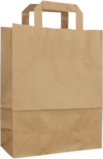 Neutraal 50 stuks - Papieren Draagtas - bruin platte handgreep - diverse maten - Product Maat: 22x10x28cm
