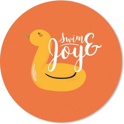 Muismat rond 20x20 cm - Mousepad Zomer - Geel - Zwemband - Ronde muismatten