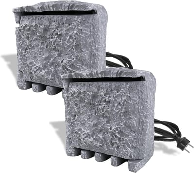 Set van 2 Tuinstekkerdoos in Steenlook met 4 Stopcontacten en 3m Verlengkabel IP44