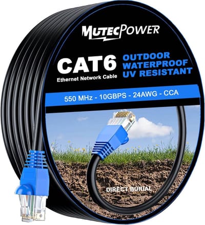 20m CAT6 Ethernet Netwerkkabel voor Buiten - Waterdicht en UV-bestendig - 250 MHz - UTP
