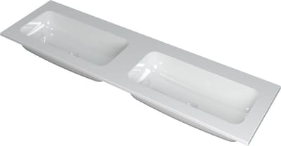 INK Faktor wastafel polystone dubbel zonder kraangaten 160x45x1,5cm, glans wit