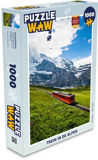 Puzzel Alpen - Trein - Rood - Legpuzzel - Puzzel 1000 stukjes volwassenen