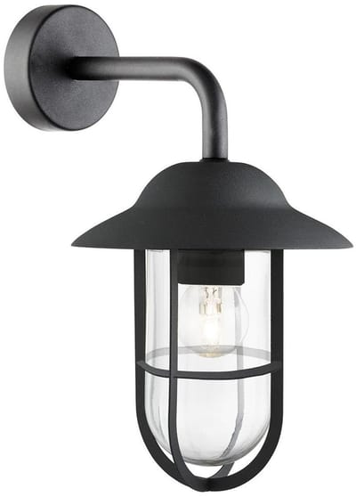 Licht-Erlebnisse - Genoa - Wandlamp - IP44 - E27 - van - Metaal glas - in - Zwart mat