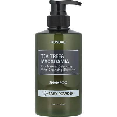 Kundal, Shampoo Arbre à Thé & Macadamia, Poudre pour Bébé, 500ml (16,9 onces liquides) gray