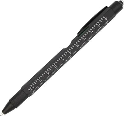 DrPhone Multifunctionele Pen 9-in-1 – Met LED Licht, Stylus, Schroevendraaiers, Liniaal, Waterpas & Balpen – Zwart