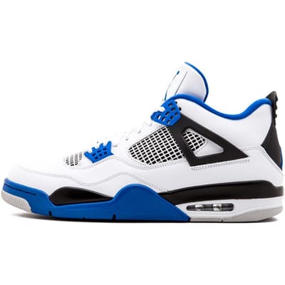 Air Jordan 4 Retro Motorsports Heren Sneakers Wit Game-Royal Zwart 308497-117 44.5 white